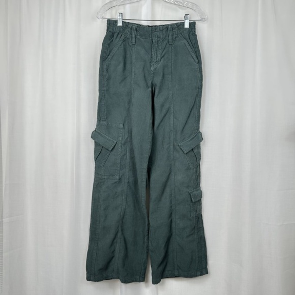 BDG Urban Outfitters Y2K Wide Leg Corduroy Cargo Pants XS Baggy Grunge 90s Green